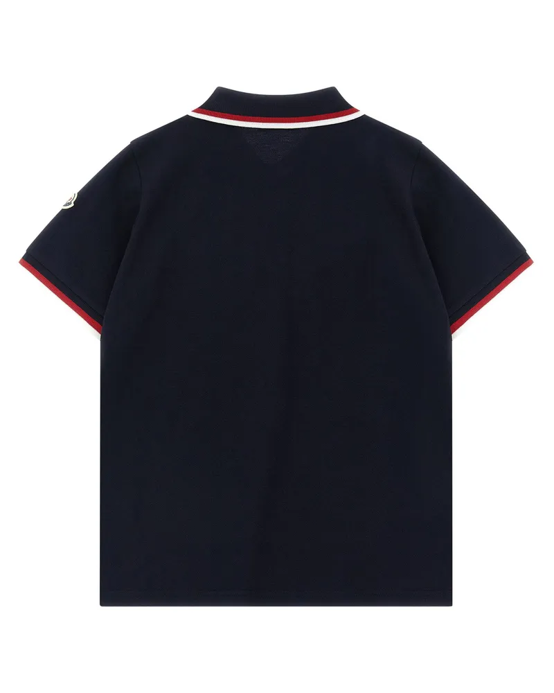 Moncler Tricolor Piqué Cotton Polo Shirt — Navy Navy