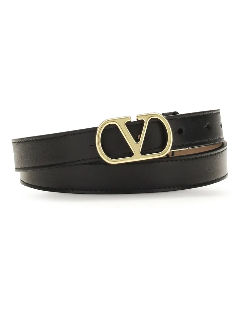 Valentino Garavani Women's Reversible Vlogo Signature Belt Nero-Smokey Brown Calf Leather Bos Taurus E Braces Nero/smokey Black