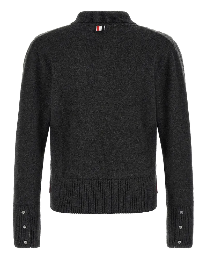 Thom Browne Men's Gray Virgin Wool Polo Shirt Gray