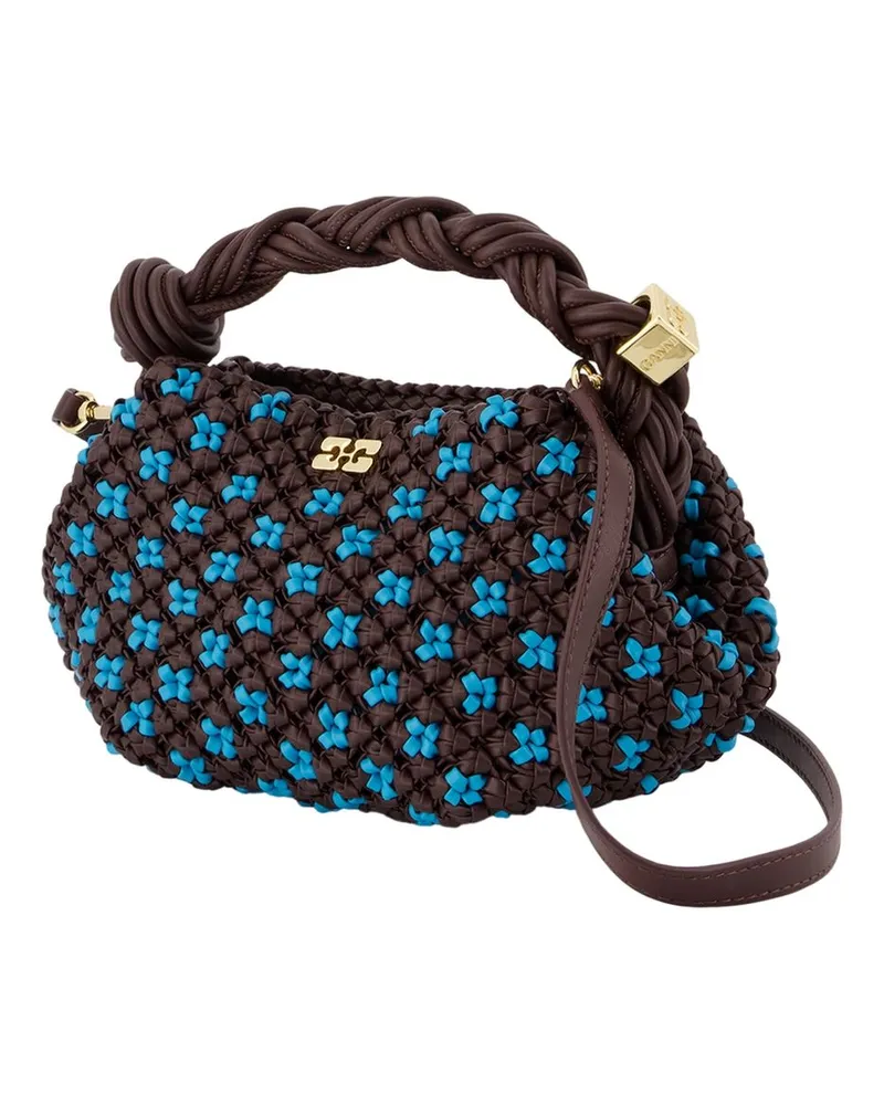 Ganni Women's Bou Mini Braided Handbag -  Synthetic Brown-Blue Bags Handbags-Purses Brown