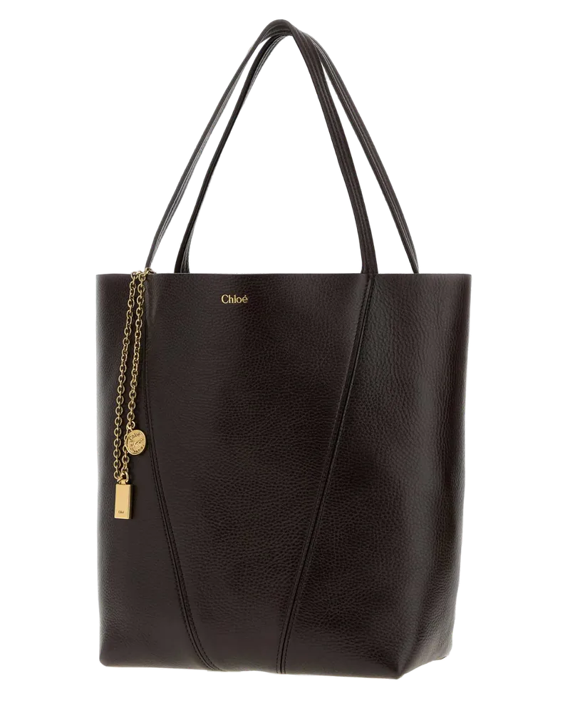 Chloé Spin Calfskin Leather Tote Bag — Brown Brown