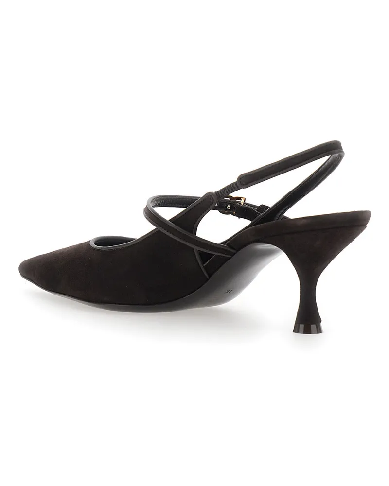 Dolce & Gabbana Pointed-Toe Suede Slingback Pump — Black Black