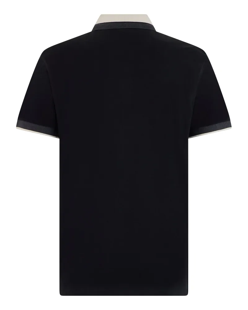HUGO BOSS Cotton Contrast Collar Polo Shirt — Black Black