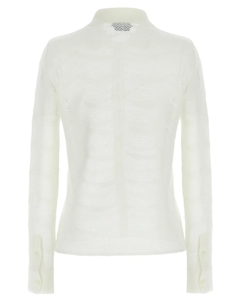 Tom Ford Openwork Crochet Cardigan — Cream Cream