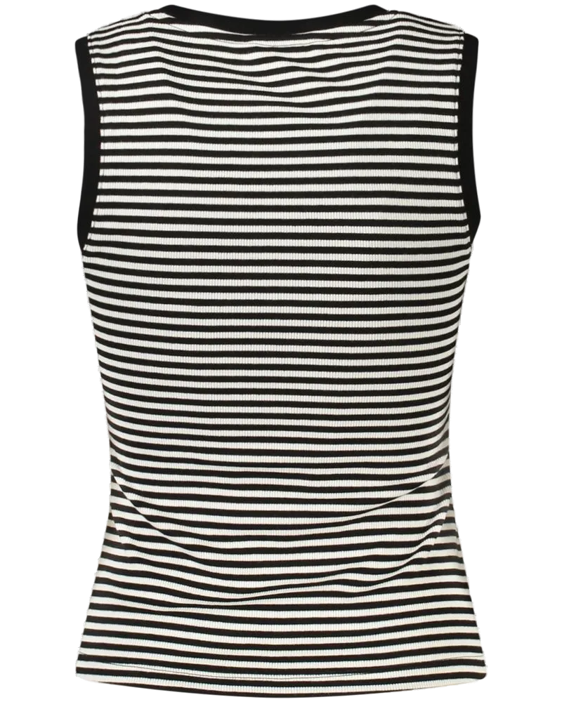 Tommy Hilfiger Striped Logo-Embroidered Tank Top — Black Black