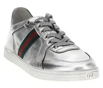 Women's Silver Lamb Leather Low Top Sneakers