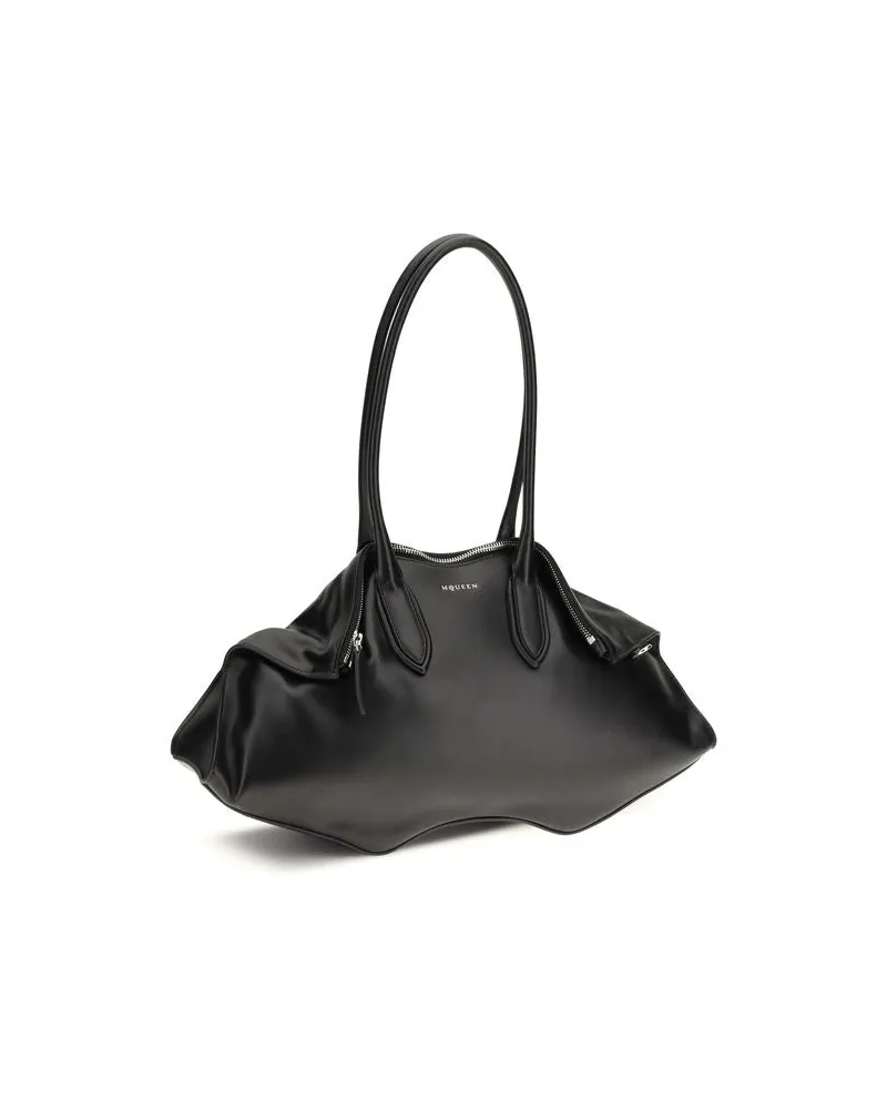 Alexander McQueen Women's Black Calf Leather Bos Taurus Shoulder Bag Black