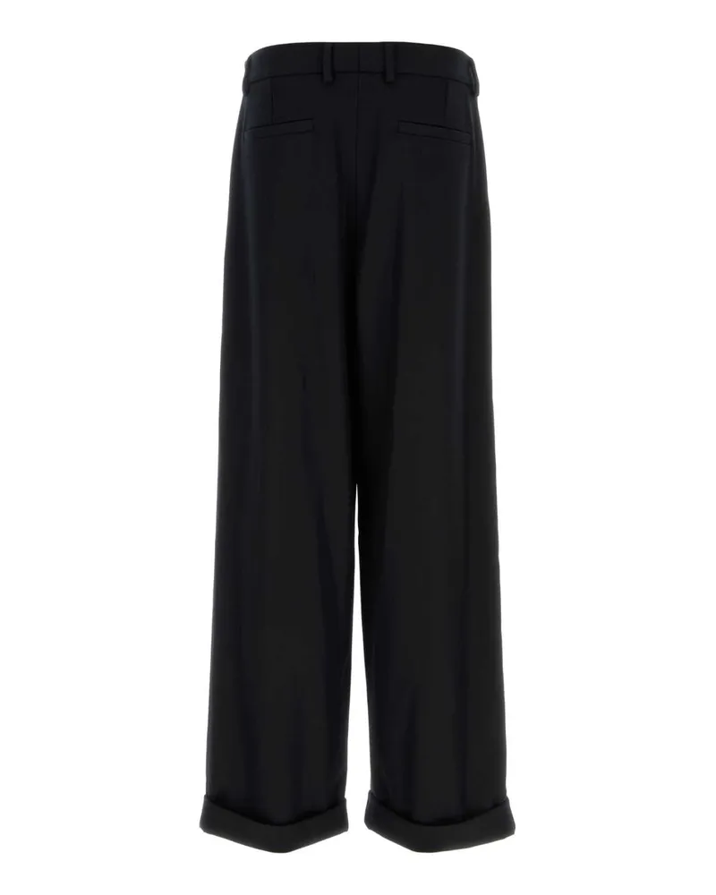 Dolce & Gabbana Men's Black Wool Wide-Leg Pant Nero Exterior: Virgin Pantaloni Black