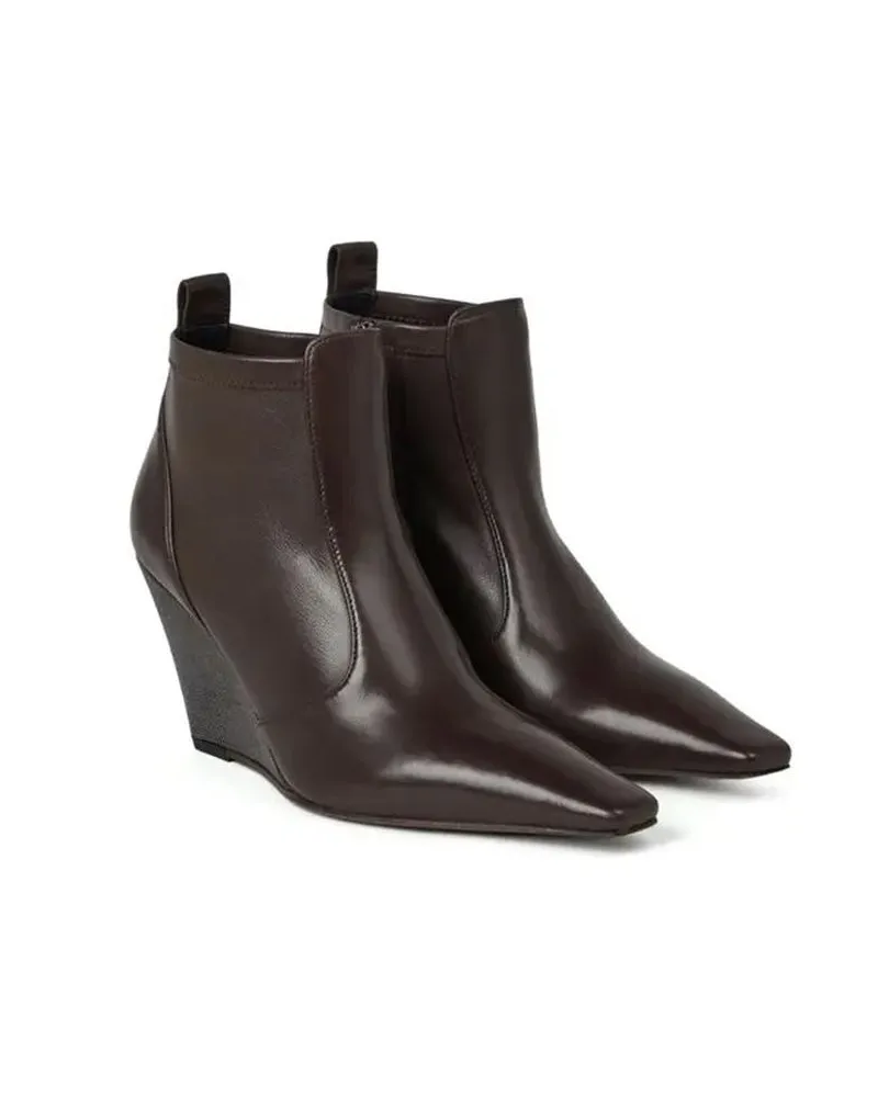 Brunello Cucinelli Women's Brown Leather Ankle Boots Brown