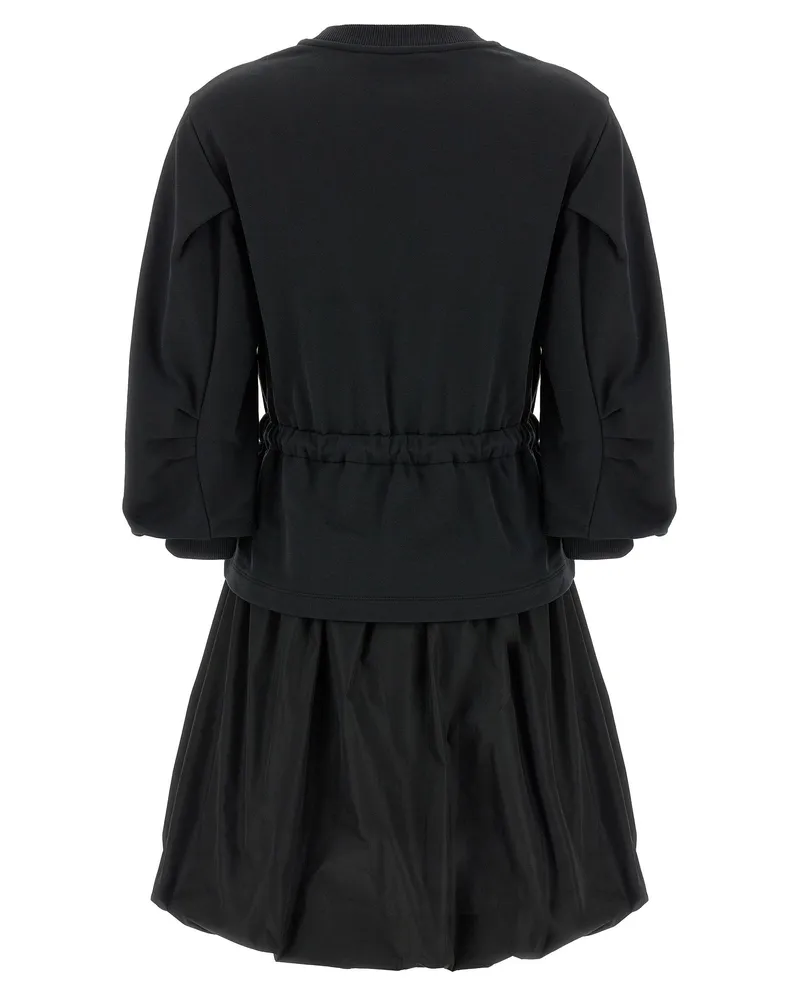 Moncler Two-Material Cotton Dress — Black Black