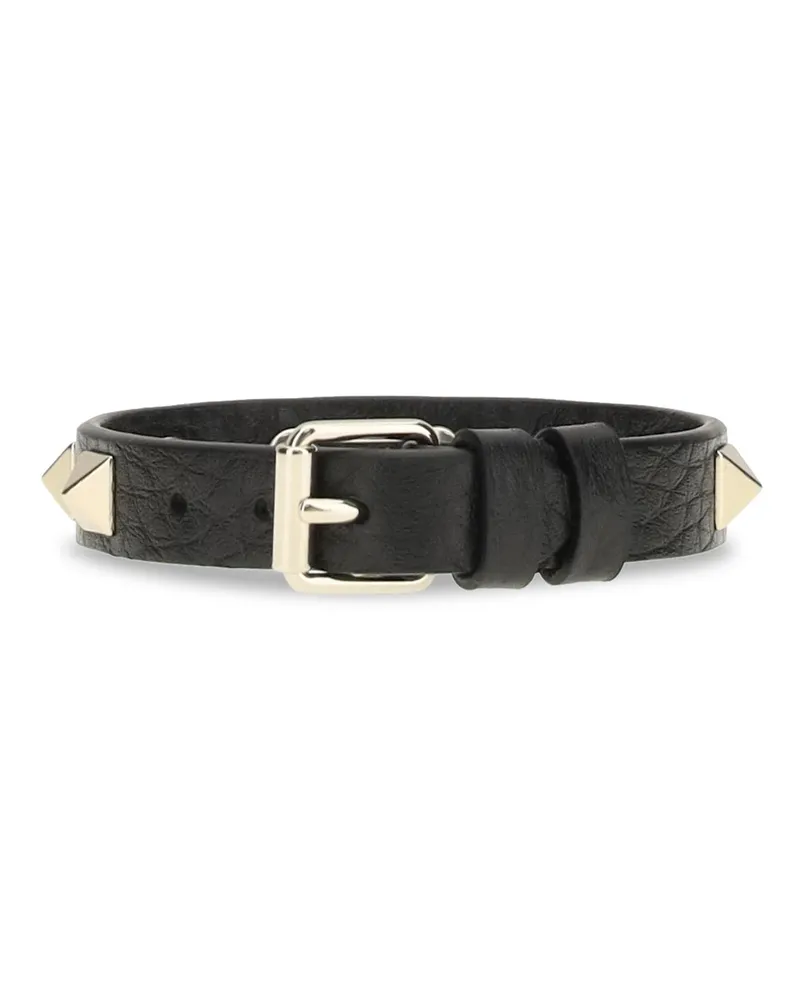 Valentino Garavani Women's Leather Bracelet Rockstud Vitello Black Calf Bracelets Black