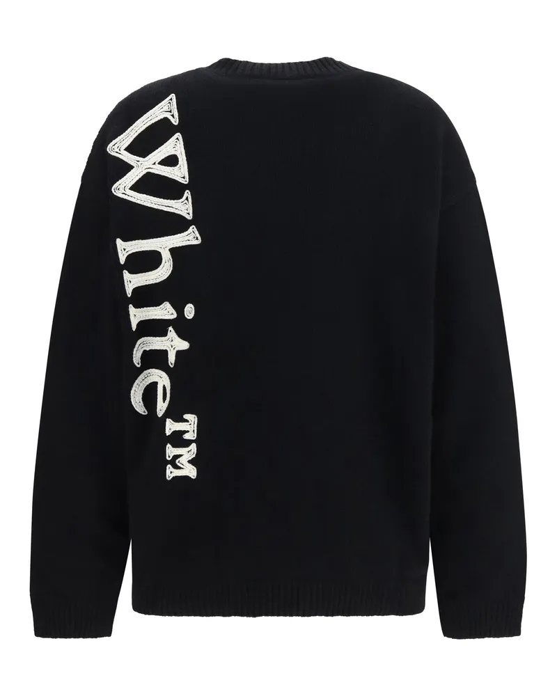 OFF-WHITE Women's Vertical Bookish Crewneck Sweater Black Ivory Black
