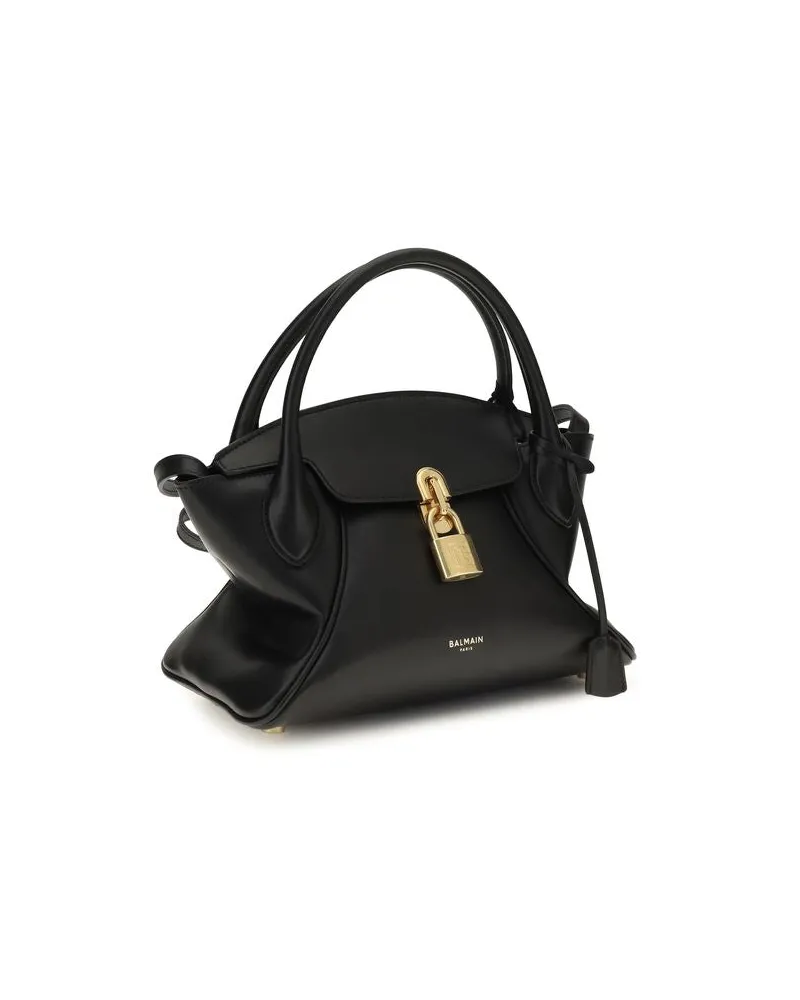 Balmain Women's Black Calf Leather Bos Taurus Shoulder Bag Black