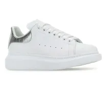 Leather with Silver Heel Counter Sneaker — White