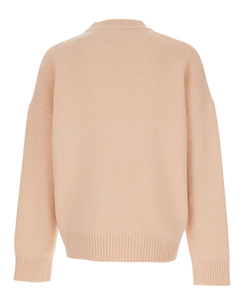AMI Paris Men's Crew Neck Sweater, Pink Wool-Blend Alpaca Tops Top Pink