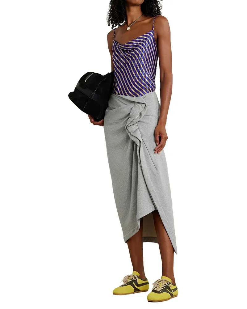 Dries van Noten Ruffled Jersey Skirt — Gray Gray