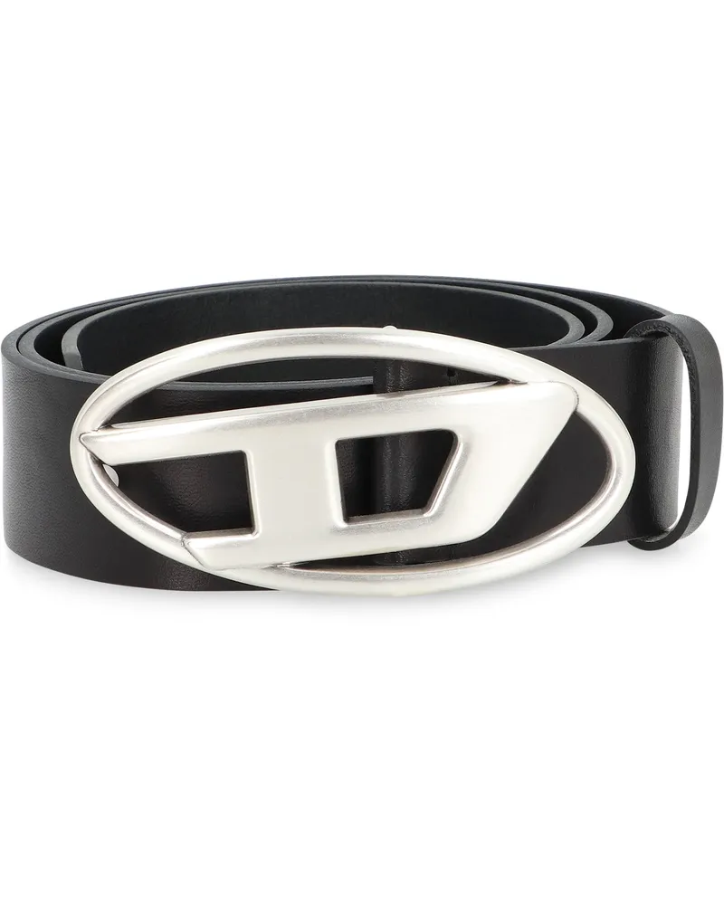 Diesel Women's Leather Belt With Elegant Buckle Black Cow Hide Black