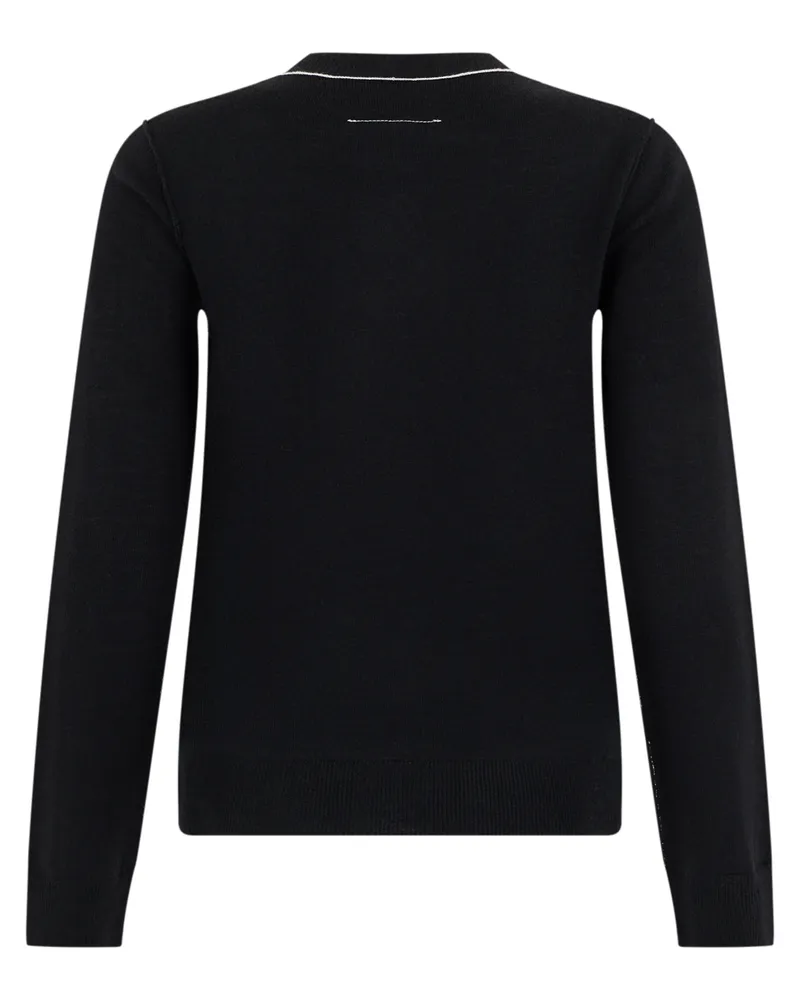 Maison Margiela Women Crew Neck Sweater Black Virgin Wool Black