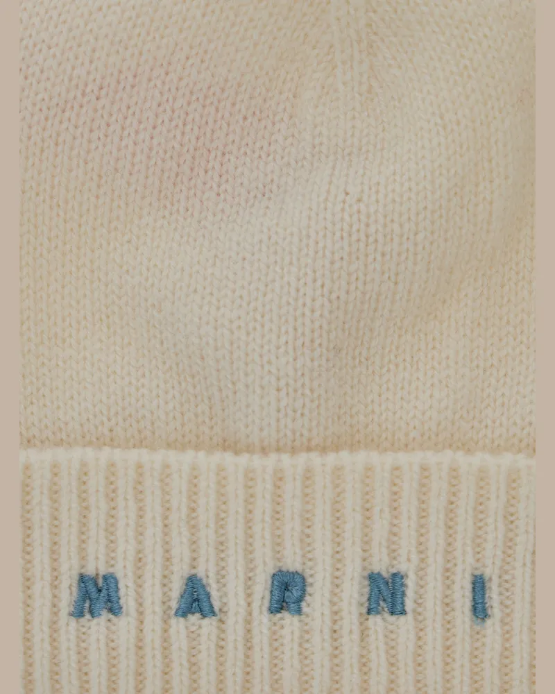 Marni M02008M004CMF62B Wool and Cashmere Knit Winter Hat — White White