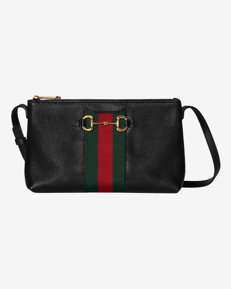 Gucci Women's Horsebit Web Mini Bag Black Leather Shoulder Black