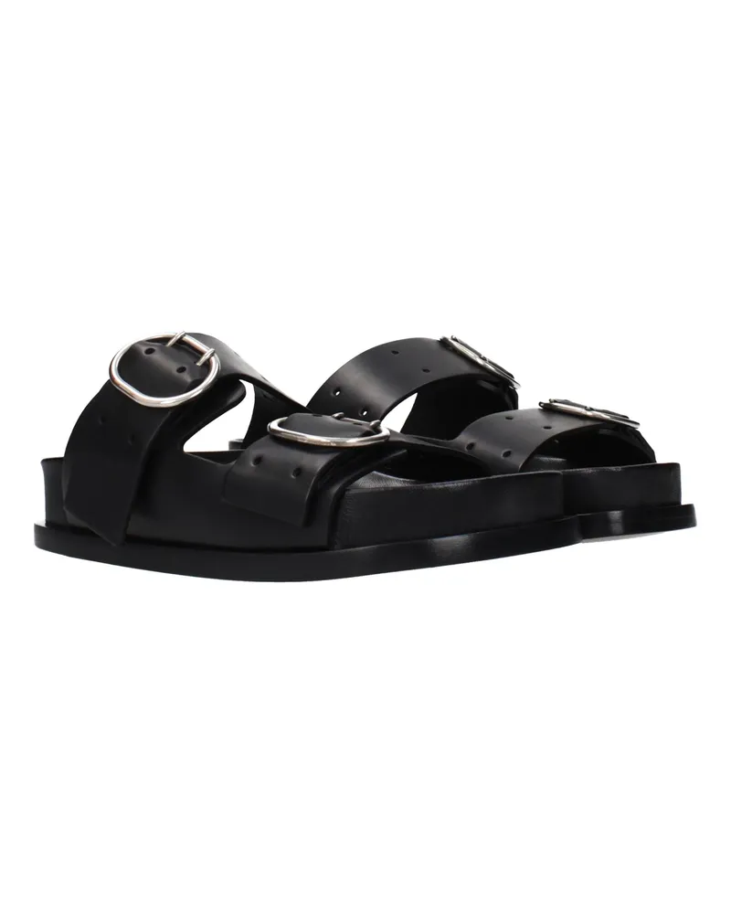 Jil Sander Women's Black Leather Slippers Black