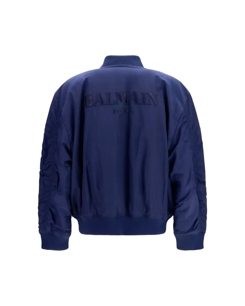 Balmain Men's Blue Polyamide Bomber Clothing Navy