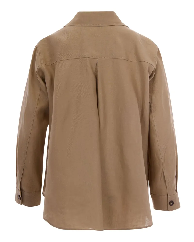 Max Mara Women's Jacket Workwear Safari Linen Shirt Beige