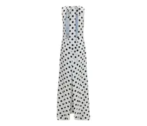 Polka-Dot Silk Maxi Dress — White