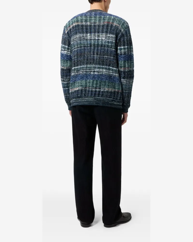Missoni Men's Cardigan V-Neck Wool-Blend Blue Cardigans Sweater Blue