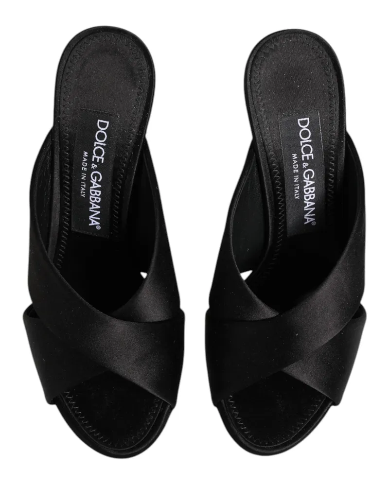 Dolce & Gabbana Women's Black Keira Baroque High Heel Sandals Shoes Viscose Silk Black