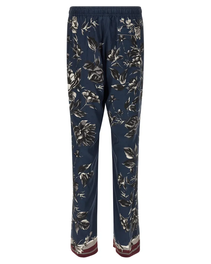 Dolce & Gabbana Men's Blue Silk Casual Pants Blue