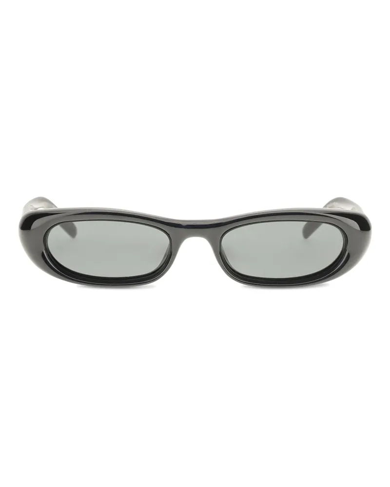 Saint Laurent Women's Oval Tortoiseshell Sunglasses Black Acetate Black