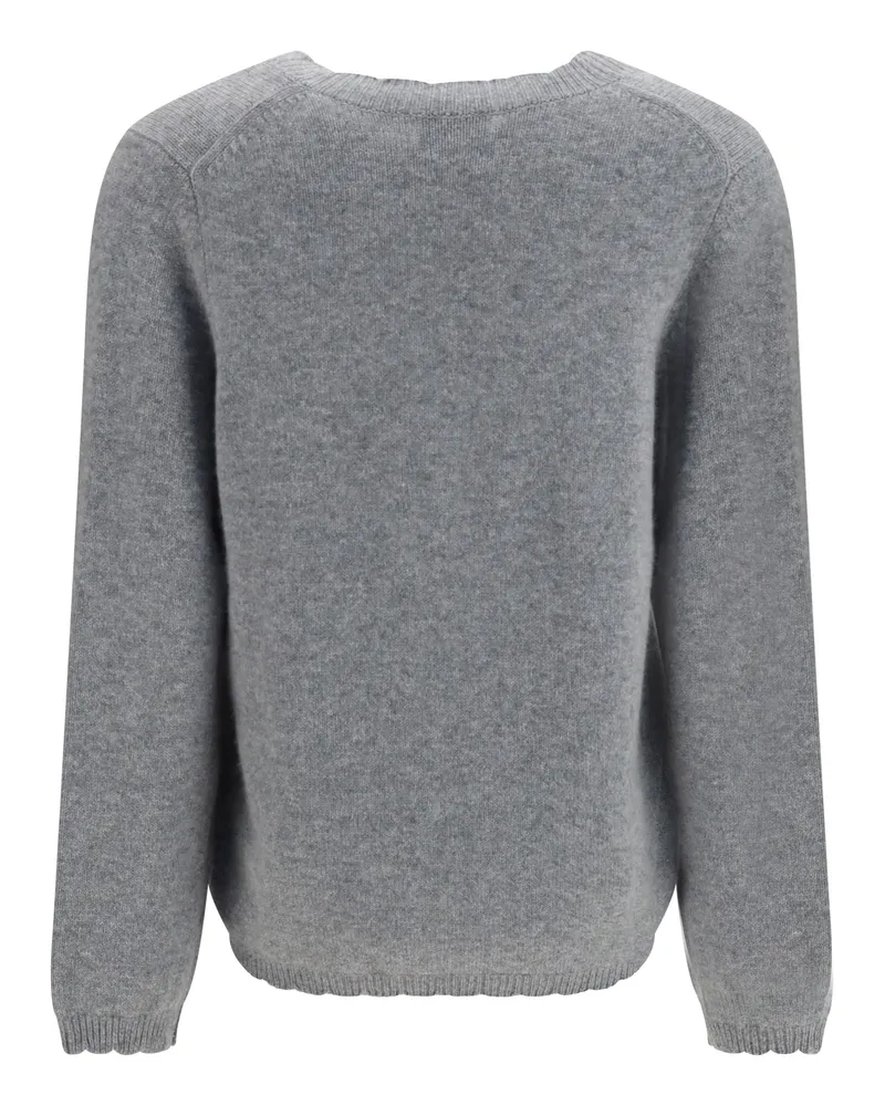 ALLUDE V-Neck Cashmere Sweater — Gray Gray