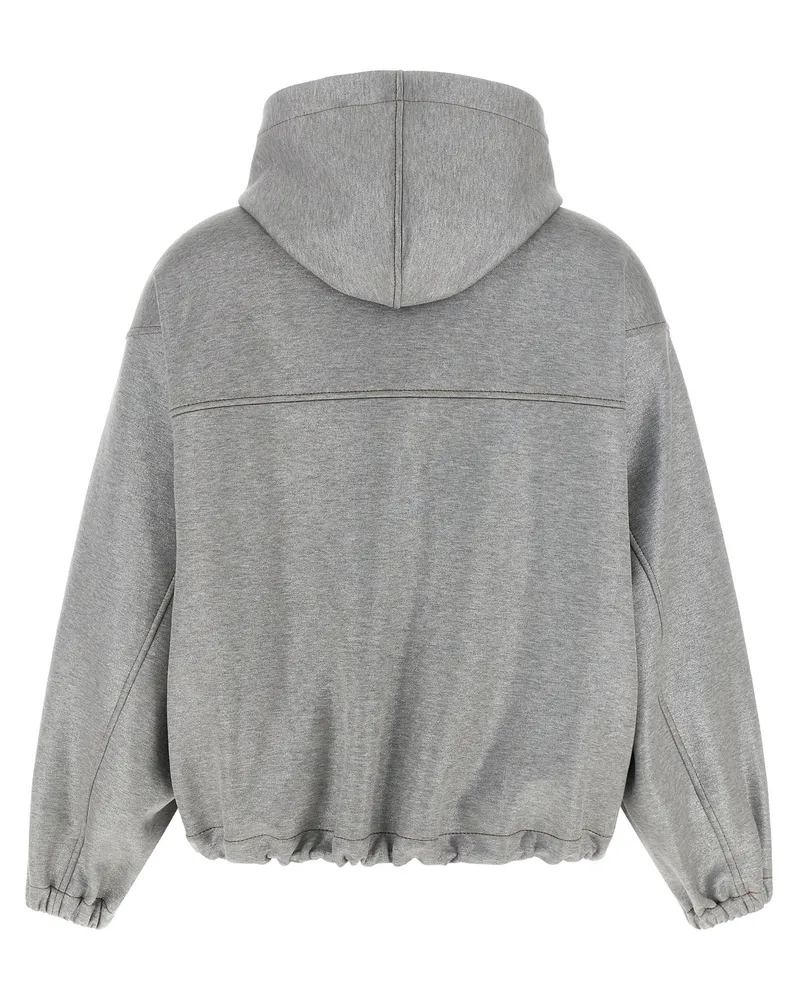 Brunello Cucinelli Mélange Cotton Metallic Yarn Bomber Jacket — Gray Gray
