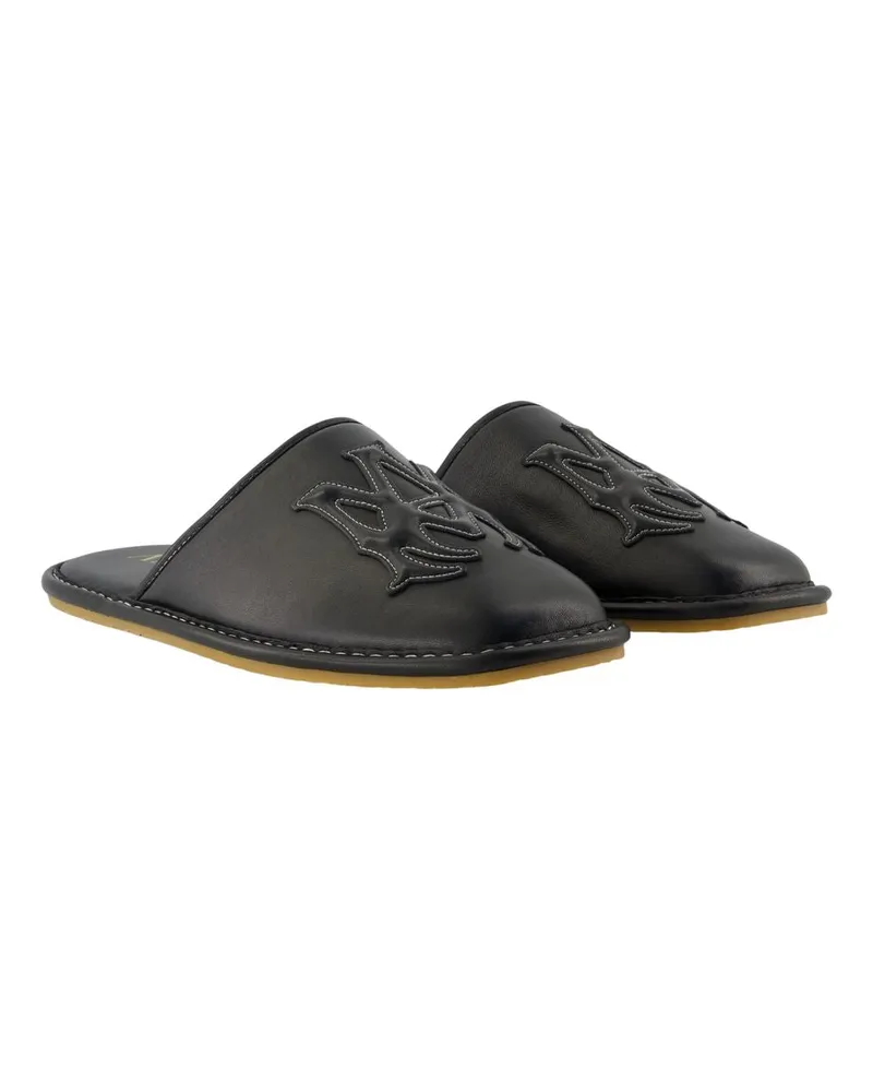 Amiri Men's Ma Sandals -  Leather Black Lambskin Shoes Flat-Shoes Black