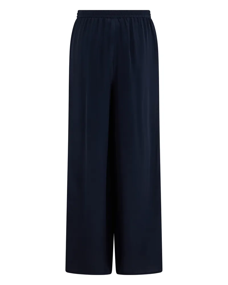 Max Mara Women's Wide-Leg Silk Trousers Blue Navy