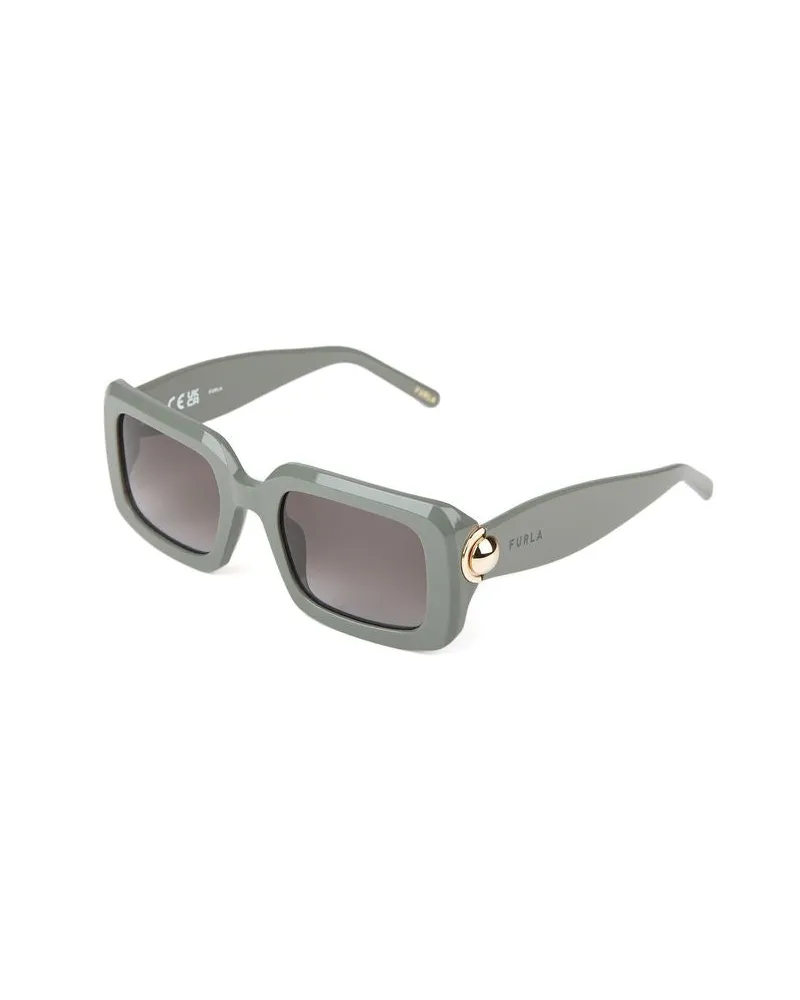 Furla SFU980 Rectangular Acetate Sunglasses — Green Green