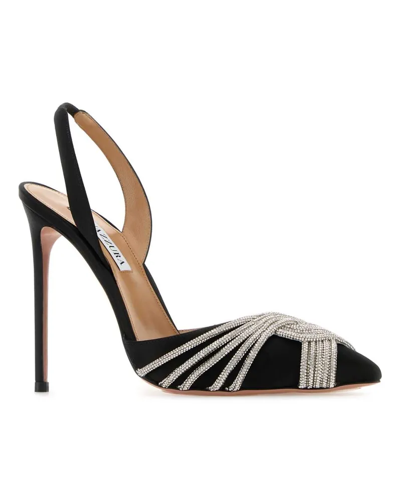 Aquazzura Women's Black Satin Gatsby Sling 105 Pumps Scarpe Con Tacco Black