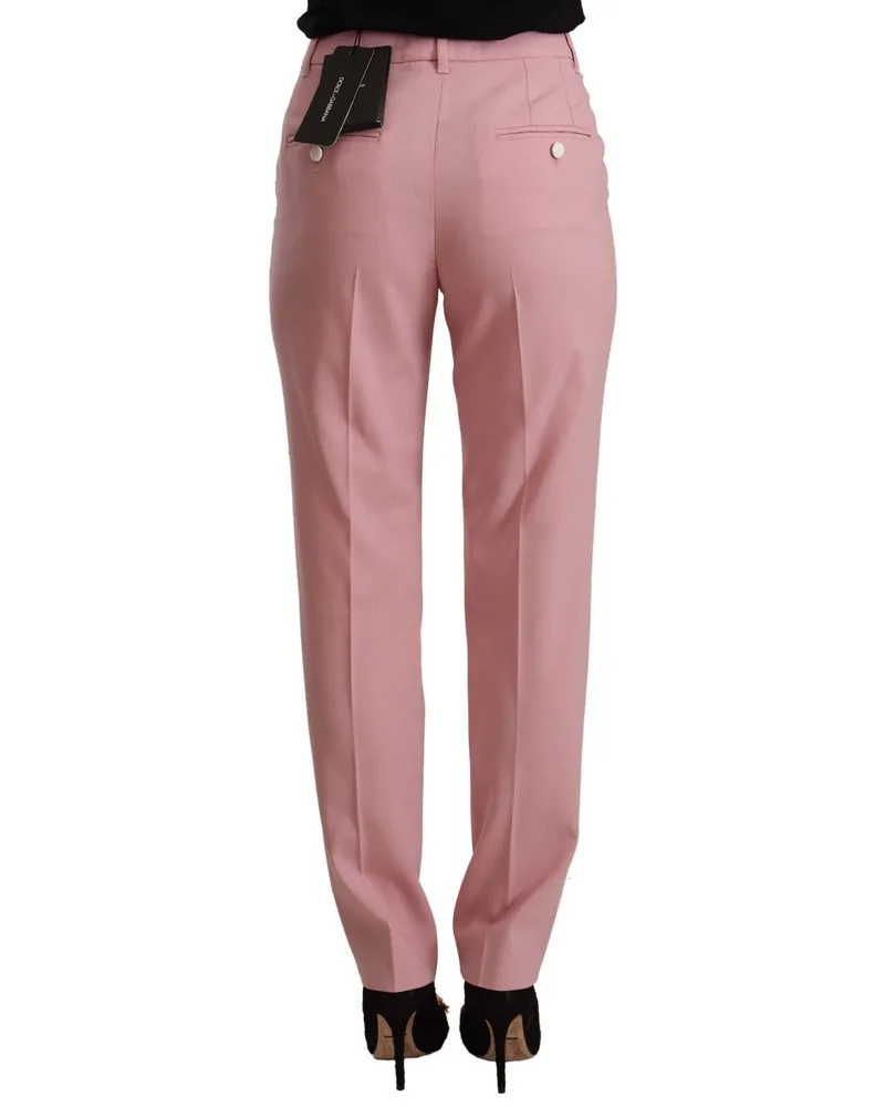 Dolce & Gabbana Women's Pink Wool Stretch High Waist Trouser Pants Virgin Elastane Pink