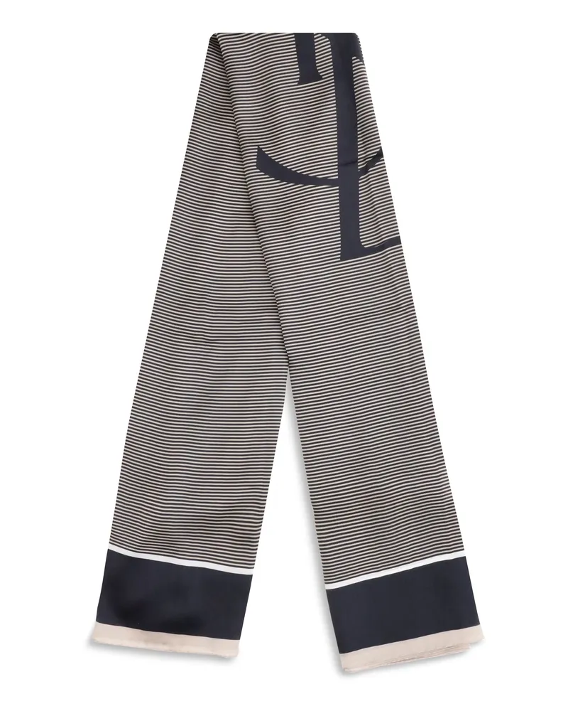 Saint Laurent Women's Cassandre Striped Stole Navy Silk Scarf Scarfs Navy