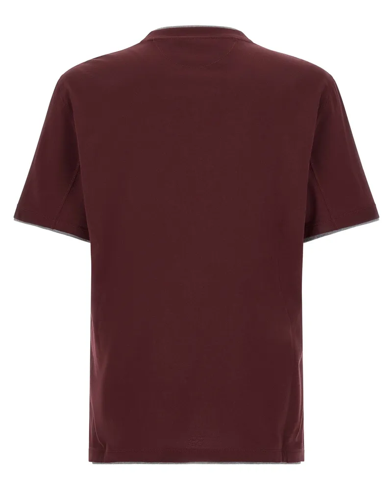 Brunello Cucinelli Men's Bordeaux Cotton T-Shirt Bordeaux
