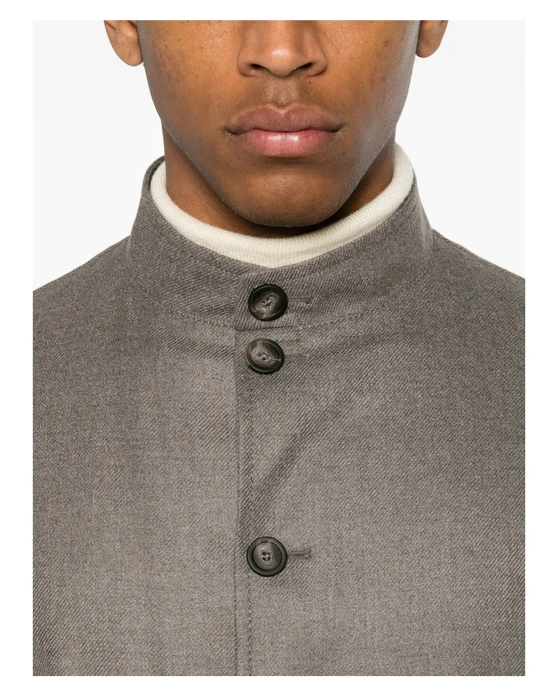 Tagliatore Cashmere Blend Twill Shirt Jacket — Gray Gray