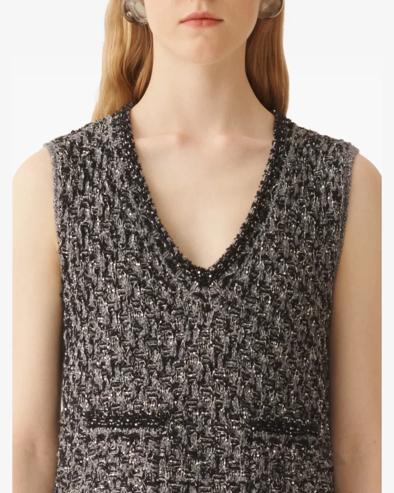 Fabiana Filippi Women's V-Neck Sleeveless Dress Ss26 W Grey