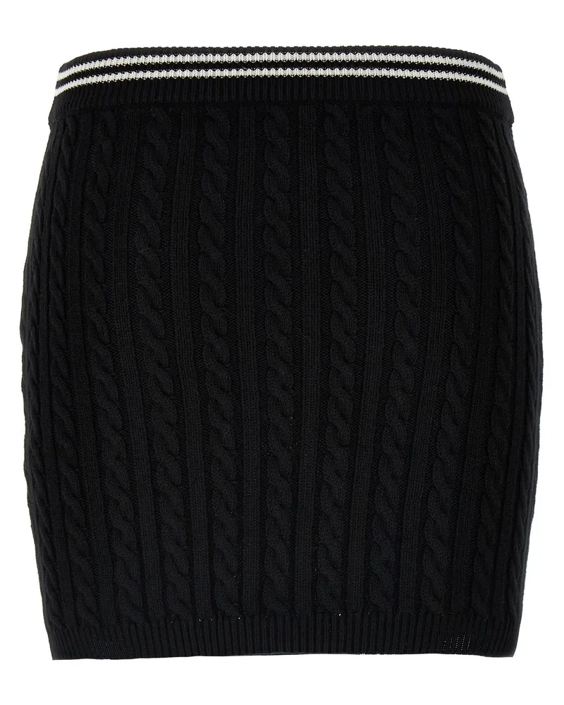 Alessandra Rich Braided Cotton Mini Skirt — Black Black