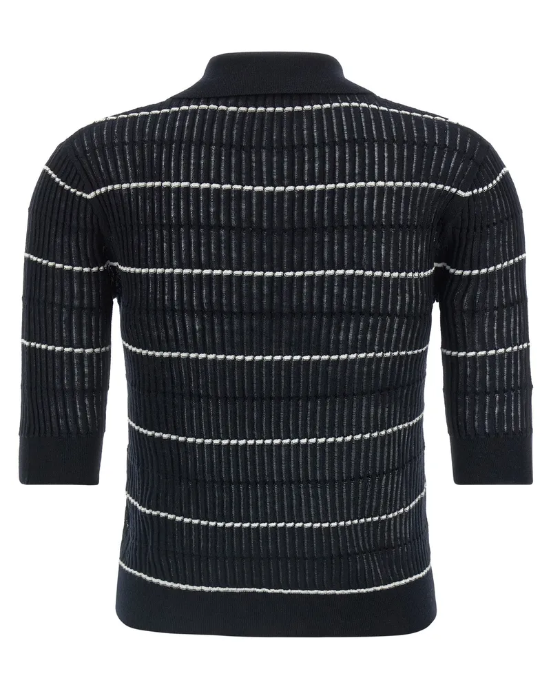 Max Mara Women Blue Silk Polo Shirt Navy