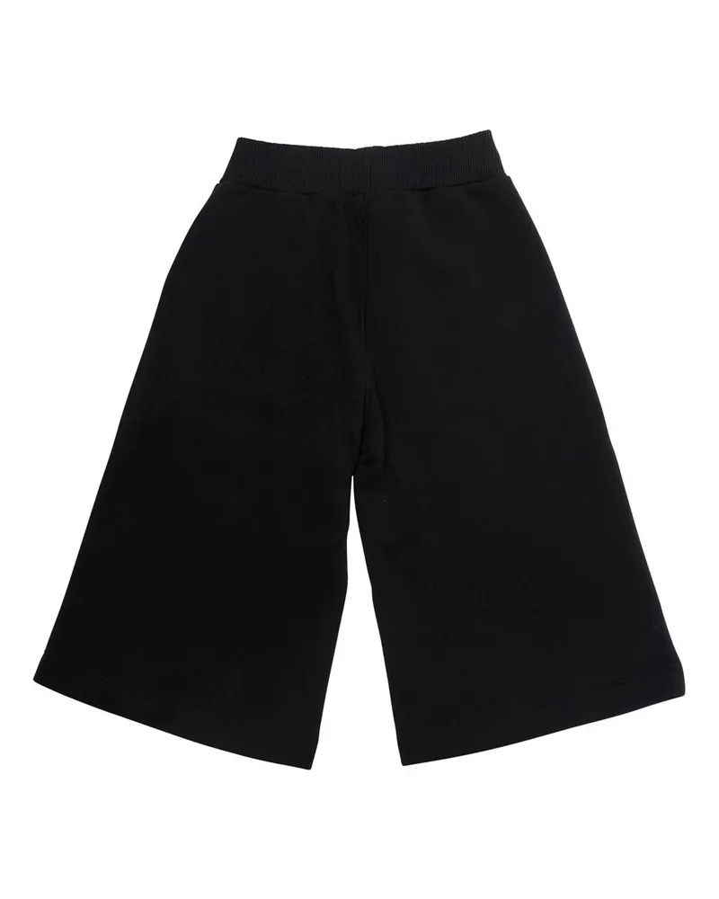 Monnalisa Girls' Black Cotton Shorts With Drawstring Trousers Black