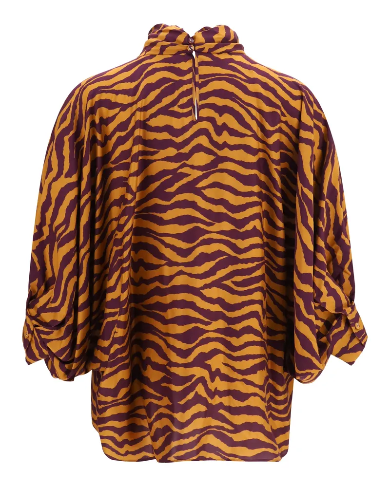 Kristina Ti Women's Viscose And Silk Blouse With High Collar Only Variant Viscose; Shirt Orange