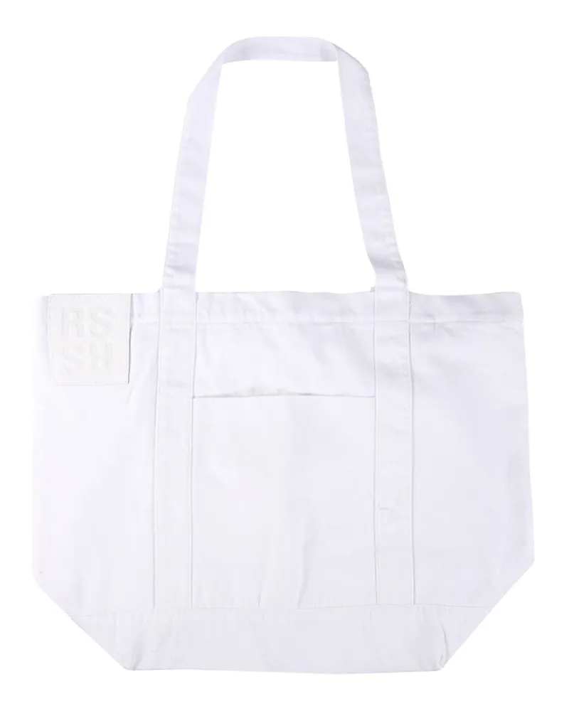 Raf Simons Women's Logo Shopping Bag White Cotton Shoulder White