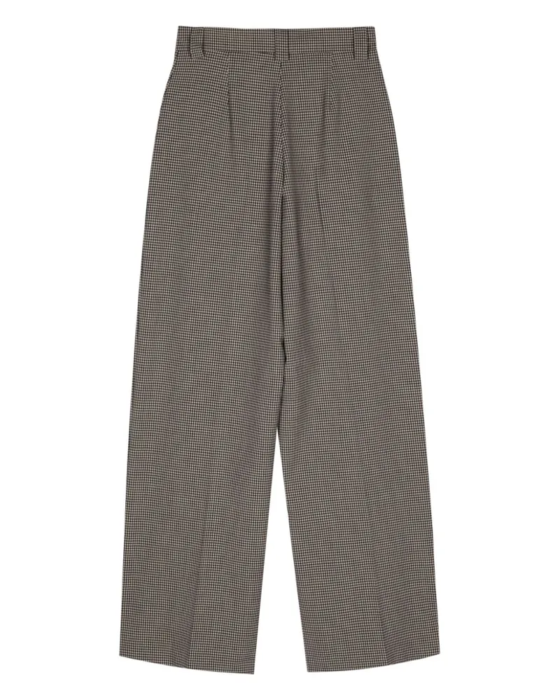 ALYSI Wool Blend Houndstooth Trousers — Brown Brown