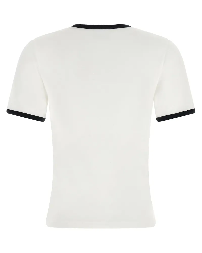 Courrèges Logo-Embroidered Contrast-Trim T-shirt — White White